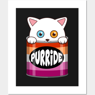 Funny White Cat Lesbian Pride Posters and Art